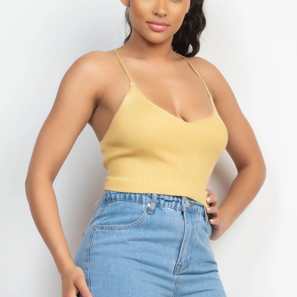 Scoop Ribbed Lace-Up Top - Picture 6 of 6